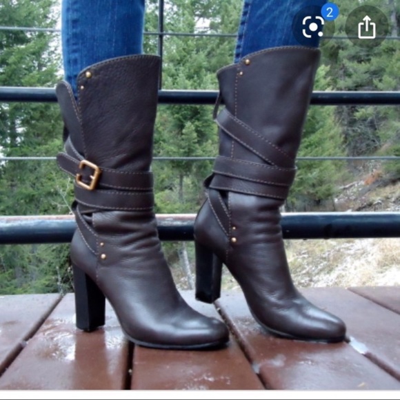 Chloe Burgundy Heeled Boots - Picture 11 of 11